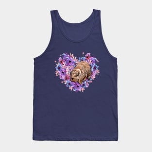 Cute Little Bunny Rabbit inside of Watercolor Flower Heart, Painting Tank Top